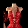 thumbnail image 5 of AESKEIA Women's Halter Neck Lace Bodysuit - Sheer and Backless Romper Lingerie Red XL, 5 of 8