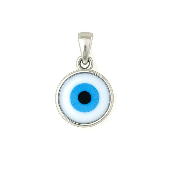 Tibetan Silver Evil Eye Pendant Necklace for Women – 925 Sterling Silver Minimalist Jewelry – Handmade Spiritual Protection Charm