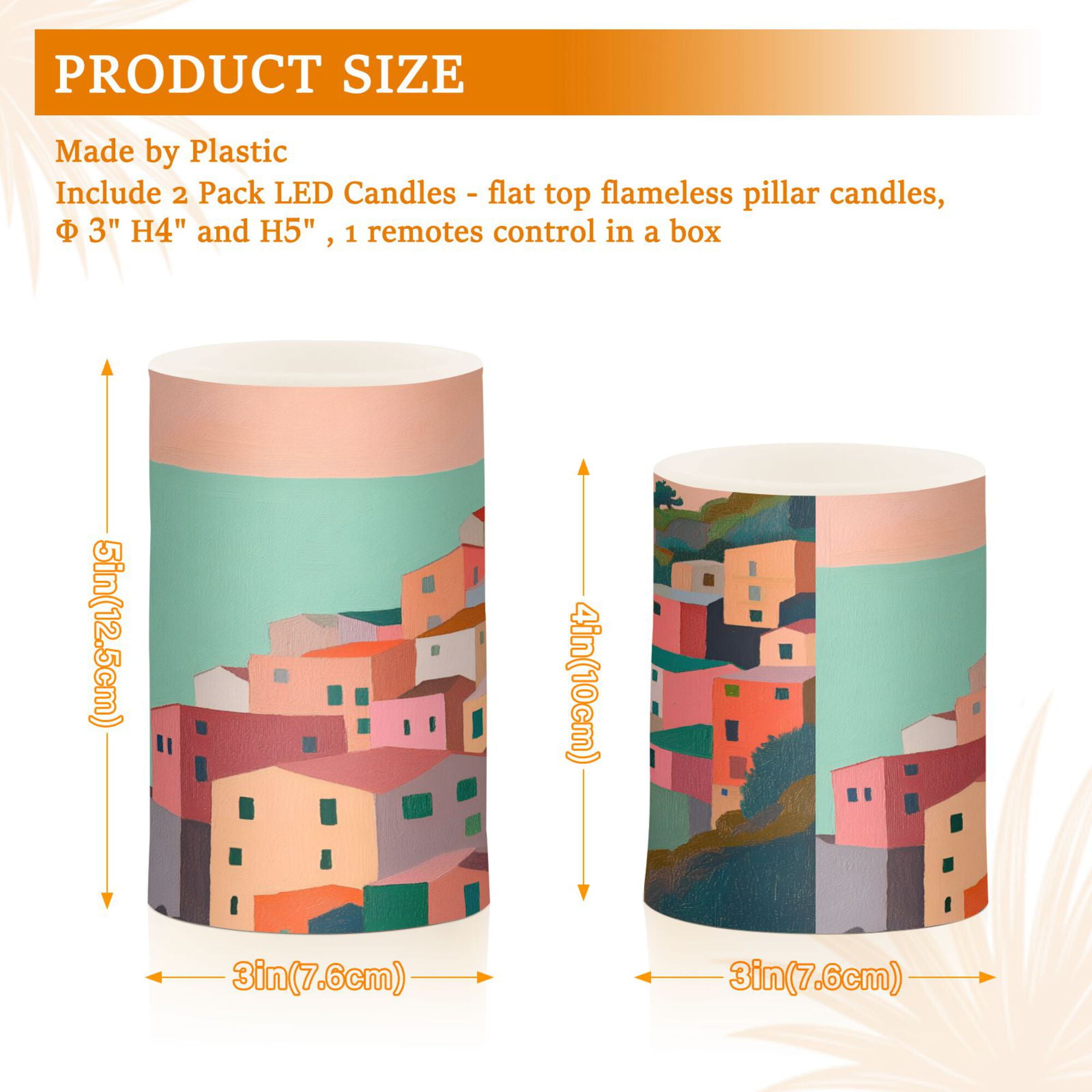 Yayeee Flameless Candles with Remote Flickering Battery Operated Multi Color Changing, Cityscape Painting