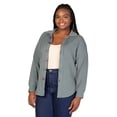 thumbnail image 4 of Plus Size Ribbed Button Up Collared Shirt Jacket, 4 of 9