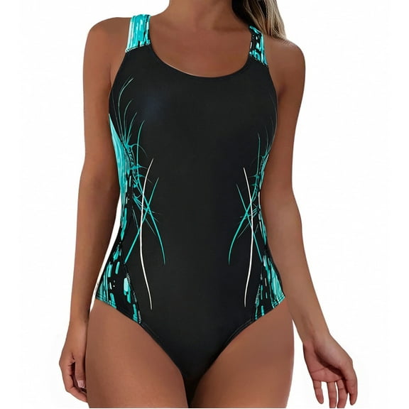 Karight Women's One Piece Swimsuit Sporty Swimsuit for Women Tummy Control Swimwear Racerback Athletic Full Coverage Bathing Suit