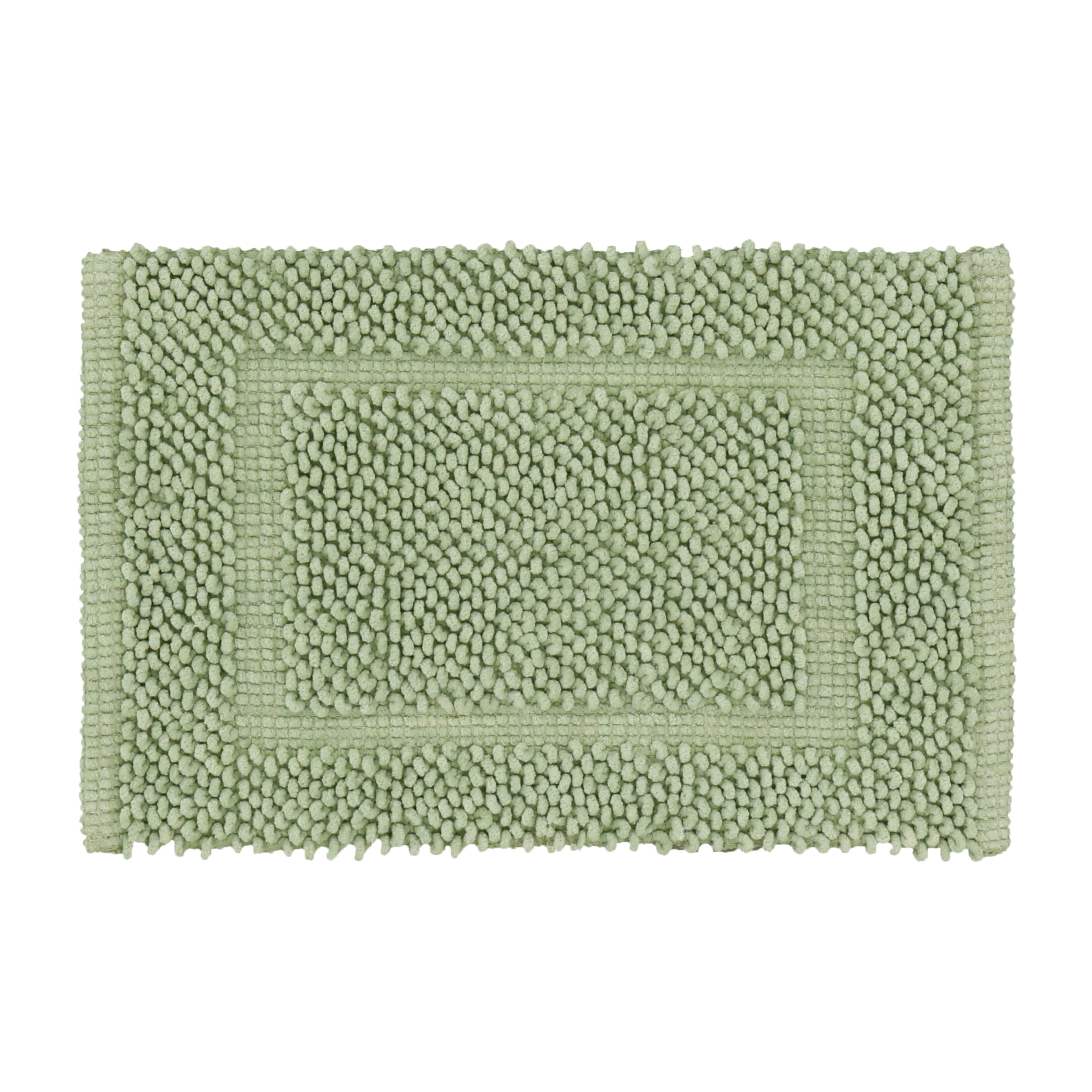 Jean Pierre New York Sophie Border 100% Cotton Bath Mat - Non-Slip Bath Rug - Sage Green - 20" x 32"