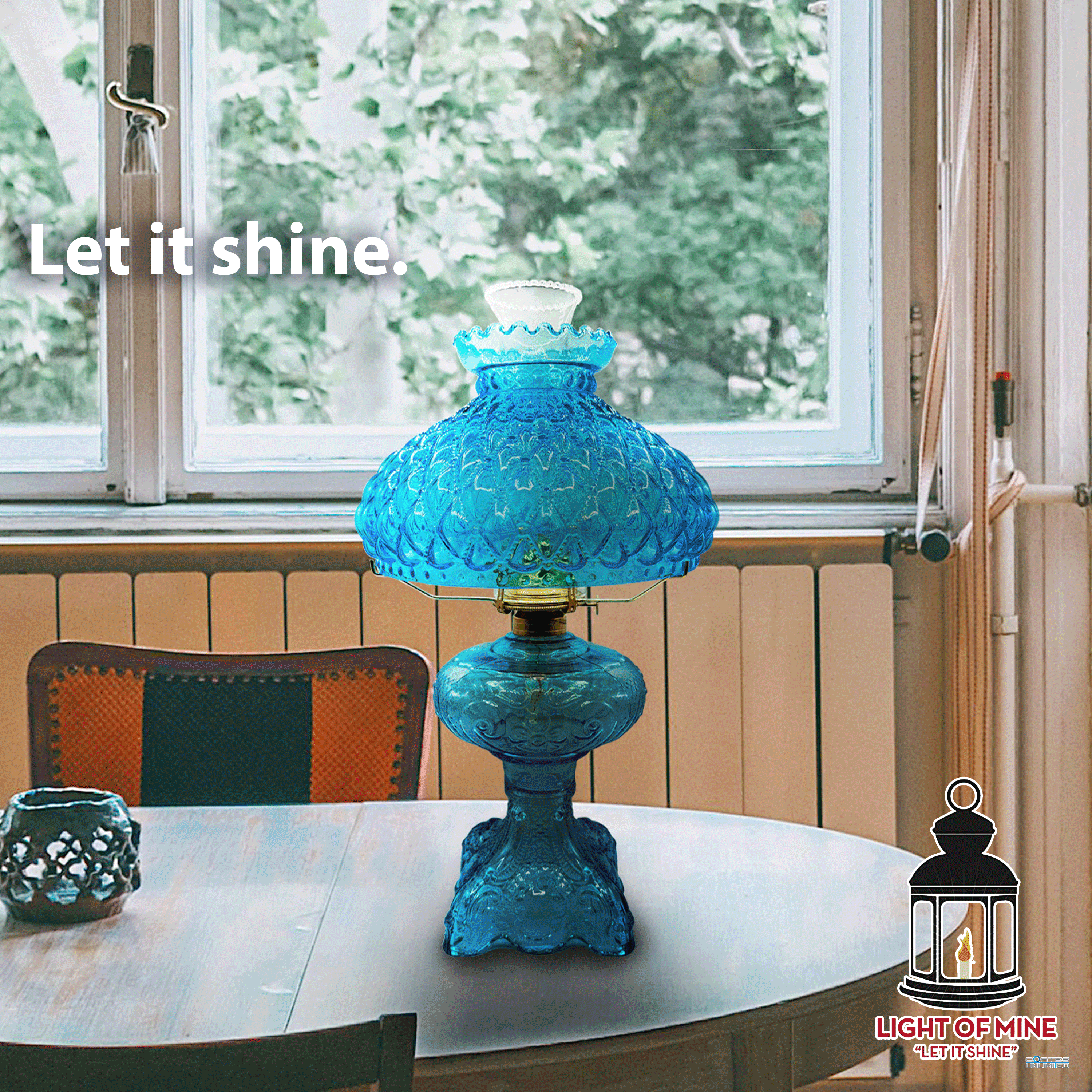 Light of Mine: Princess Feather Oil Lamp Replacement 10" Light Blue Quilted Shade