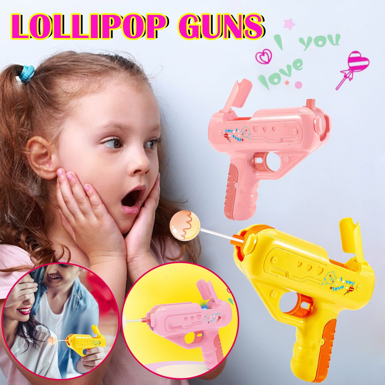 Details about   Lollipop Gun Children's Candy Gun Toy Surprise Creative Boy And Girl Gift Kids 