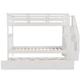thumbnail image 5 of White Twin-Over-Twin Stairway Bunk Bed with Trundle - Solid Pine Wood Storage Stairs, Safety Guardrails, Versatile Bedroom/Dorm Furniture, 94.2"L, 5 of 16