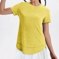thumbnail image 5 of GIPQJK Tshirts for Women Short Sleeve Crew Neck Loose Basic Tee Tops Drop Shoulder Summer Casual Solid Fashion Shirts,Yellow XL, 5 of 8