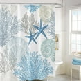 thumbnail image 2 of Coastal Shower Curtain, Ocean Beach Seashell Starfish Shower Curtain for Bathroom Decor, Marine Underwater Waterproof Fabric Shower Curtain Set with Hooks, 72x72, Blue, 2 of 6