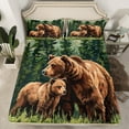 thumbnail image 2 of Manfei Wild Animal Bear Queen Sheet Sets,Tropical Botanical Pine Flat Sheet,Brown Green Queen Fitted Sheet For Boy Child,Breathable Home Decor,4 Pieces, 2 of 7