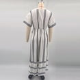 thumbnail image 7 of asdoklhq Summer Womens Dress Flowy Women V-Neck Short-Sleeve Wrap Waist Flared Striped Maxi Ankle Dress White 3X, 7 of 7