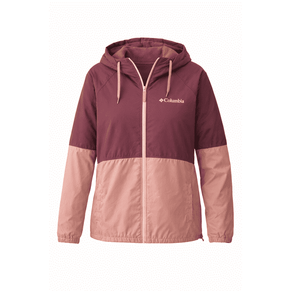Columbia Women’s Fleece Lined Colorblock Anorak Jacket, Lightweight Pullover Windbreaker, Brown / Mauve Colorblock, XL