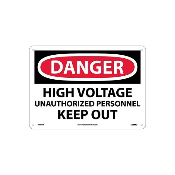 National Marker High Voltage Unauthorized Personnel Keep. . . 10X14 .040 Aluminum Danger Sign D444AB