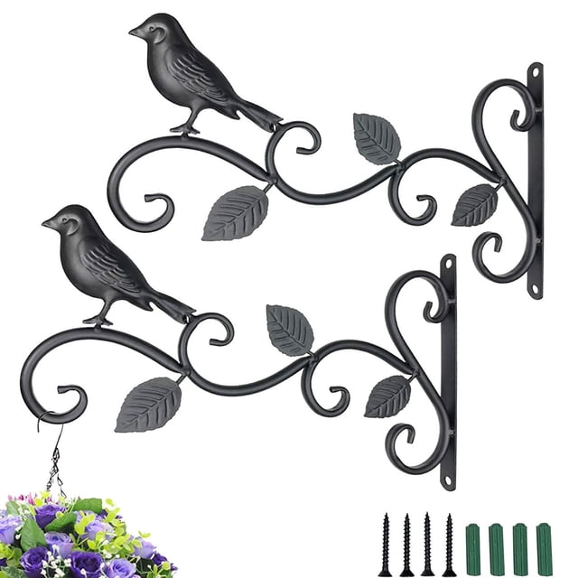 Cestas colgantes de flores, comederos para pájaros, campanillas de viento y linternas: ideales para la decoración de patios y jardines Ganchos para macetas de pájaros para exteriores