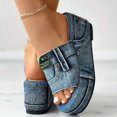 thumbnail image 1 of Sandalias De Plataforma De Mezclilla Para Mujer, Sandalias Antideslizantes Con Punta Redonda Abierta A La Moda, Sandalias De Cuña Para Exteriores, 1 of 3