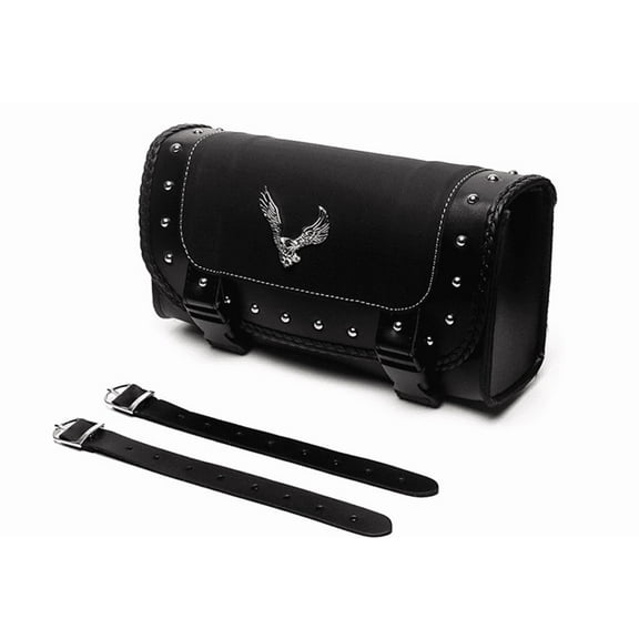 Eagle Emblem PU Leather Saddle Bag Motorcycle Side Storage Tool Pouch Sissy Bar
