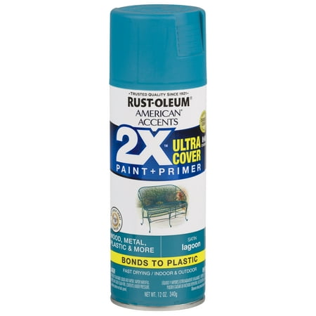 American Accents Paint - Rust-Oleum American Accents Ultra Cover 2X Satin Lagoon Spray Paint and Primer in 1, 12 oz
