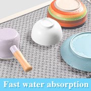 FXMLRLK 1 Pack Microfiber Dish Drying Mat, Absorbent Kitchen Counter Mat, Dish Drying Pad for Dishes, Utensils, Pots and Pans,14.96 x 19.69 Light Gray