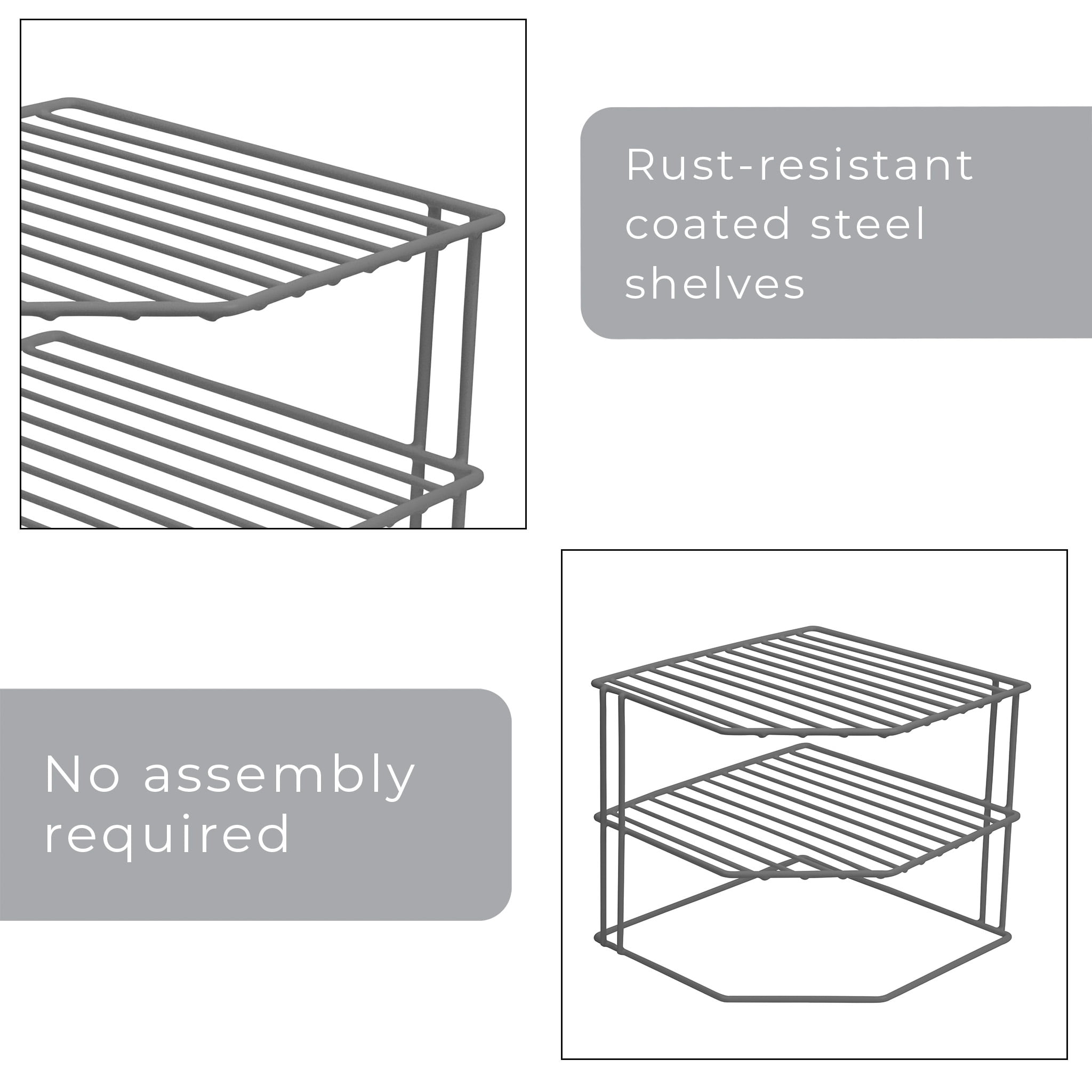 Smart Design 3-Tier Kitchen Corner Shelf Rack - 9 x 8 Inch - Charcoal Gray  