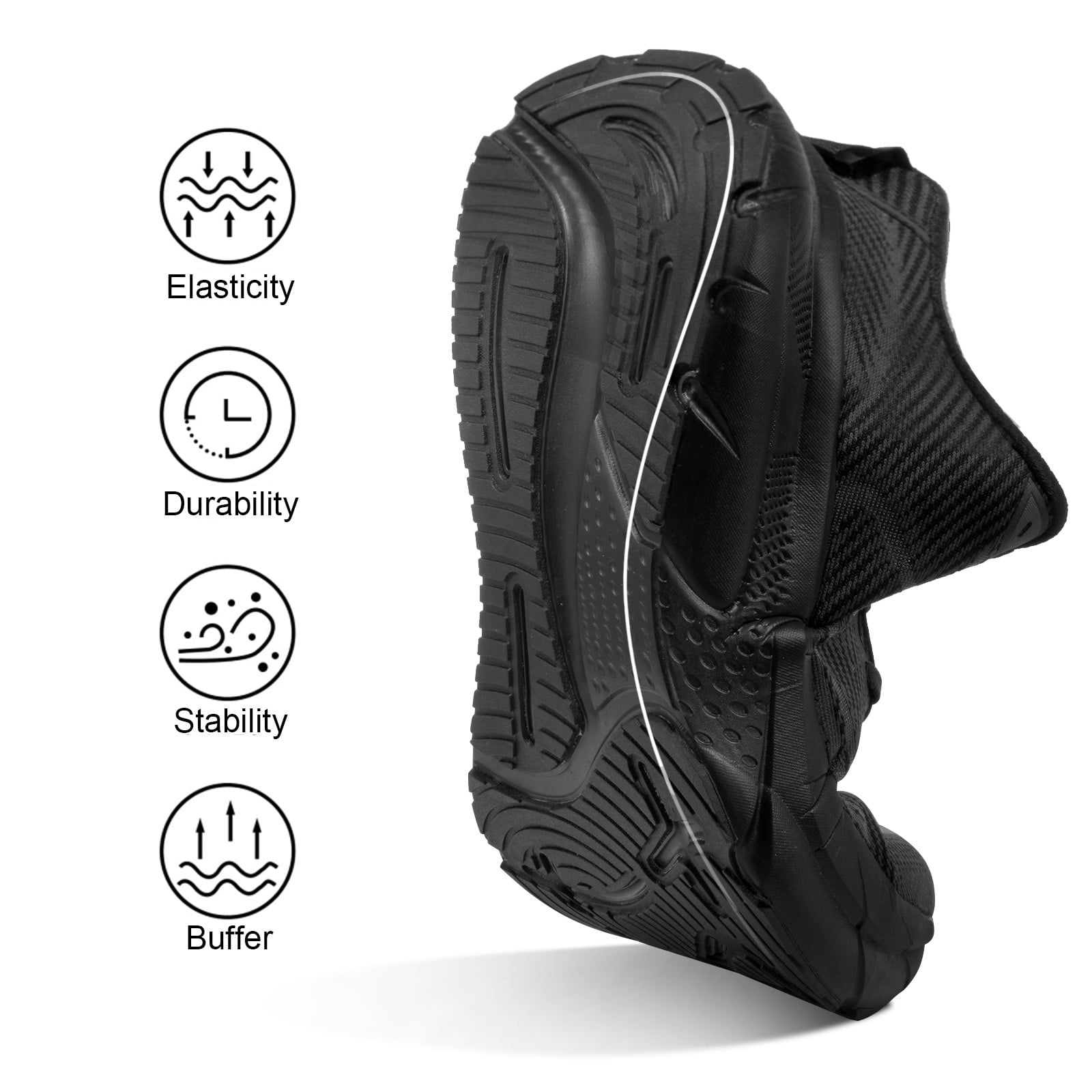 Men’s Lightweight Running Shoes Women's Stylish Athletic Sneakers for Walking Workout Gym Tennis Cross-Training Black Size 6.5