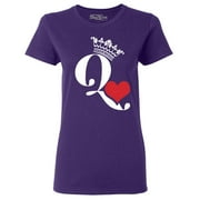 Shop4Ever Women's Queen of Hearts Graphic T-Shirt XX-Large Purple