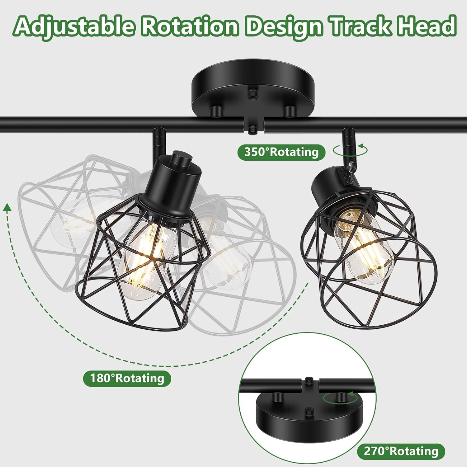 4 Light Flush Mount Ceiling Spot Light Fixture Track Lighting Fixtures Ceiling Black Flush Mount Ceiling Light with E26 Base Industrial Track Lighting for Kitchen, Living Room, Dining Room, Hallway