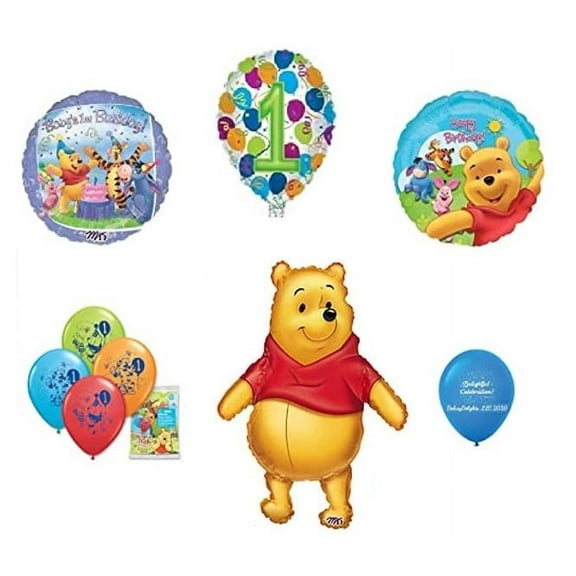 Winnie the Pooh Bear Piglet Tigger Eeyore Happy Birthday First 1st #1 Balloons Bouquet Party Decor
