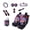 Cute Cat Galaxy Space, variant on Jeiento Skeleton Car Front Back Seat Covers Full Set with Steering Wheel Cover Seatbelt Pad Trash Bin Auto Rear View Mirror Covers Coasters Keychain Pink Cherry Blossom Lipstick Holder 13pcs