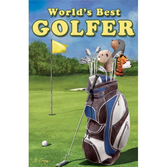 World's Best Golfer Summer Garden Flag Golfer Balls Tees Clubs Green 12" x 18"