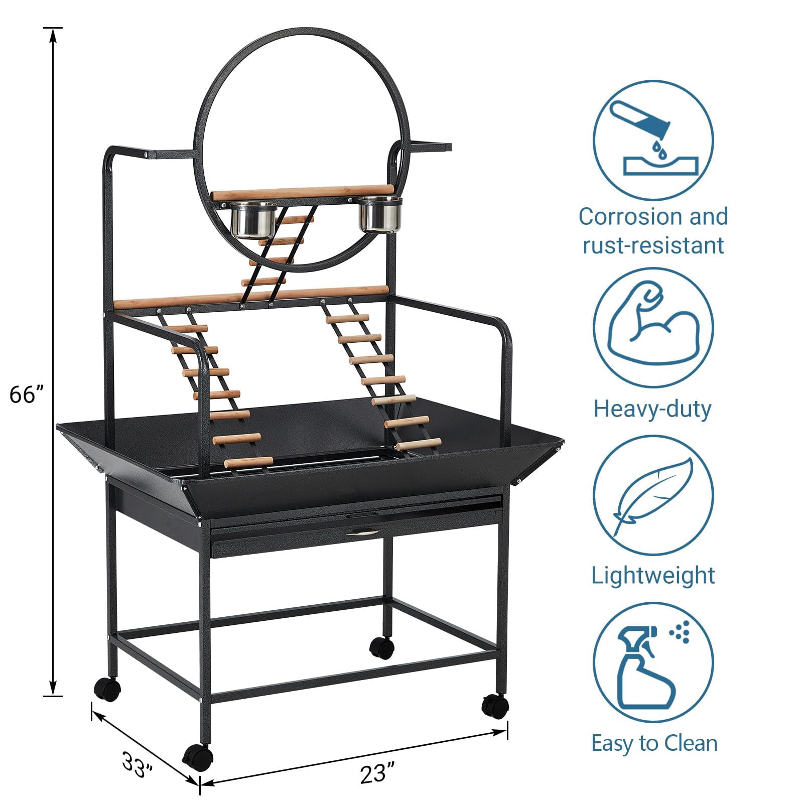 Luku Parakeet & Parrot Cage with Detachable Tray, Rolling Stand