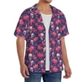 thumbnail image 4 of Cauagu red Skull flower Men's Short Sleeve Button Down Hawaiian Shirt for Men Bowling Shirts Casual Summer Beach Shirt,X-Large, 4 of 6