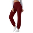 thumbnail image 6 of VBVC Women's High Waisted Yoga Joggers , Soft Stretchy Workout Pants For Women , Ladies' Casual Running Gym Trousers with Pockets, *Wine , Small, 6 of 7