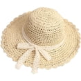 thumbnail image 4 of Summer Beach Sun Straw Hats for Women Wide Brim Packable Travel Bucket Hats UPF 50+, 4 of 9