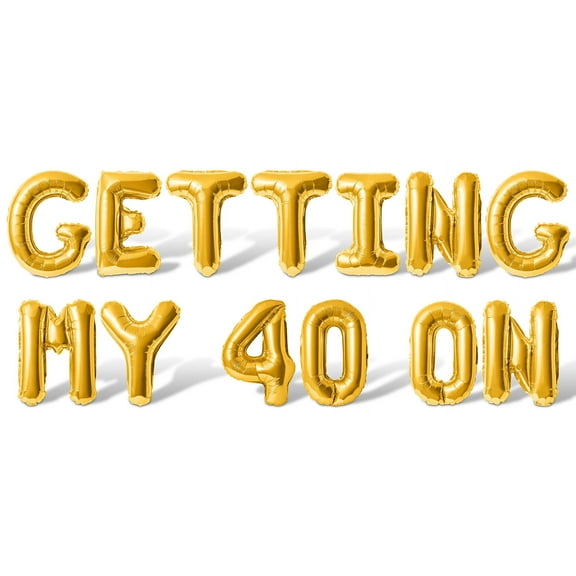 Letter Balloons - GETTING MY 40 ON 16" Inch Alphabet Letters Foil Mylar Balloon 40th Birthday Party Banner (Gold)