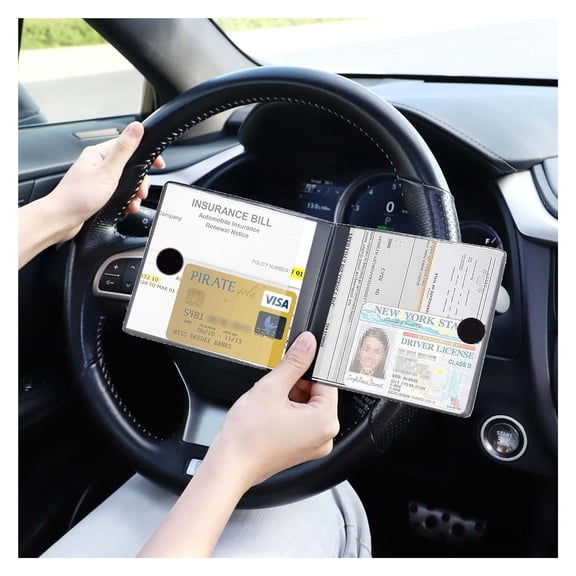 Car Registration and Insurance Card Holder, Vehicle Glove Box Car Organizer, Interior Car Accessories for Documents, Cards, License -1 Pack