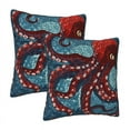 thumbnail image 2 of PISONIC Octopus Pillow Covers Set of 2, Decorative Throw Pillows Cases Square Cushion Case for Home Sofa Bed Couch, 18x18 Inch, 2 of 8