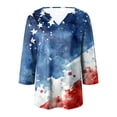 thumbnail image 4 of vigerkar 4th of July Outfits for Women American Flag Stars and Stripes Print V Neck 3/4 Sleeve T Shirts Ladies Patriotic Tops (Navy, S), 4 of 6
