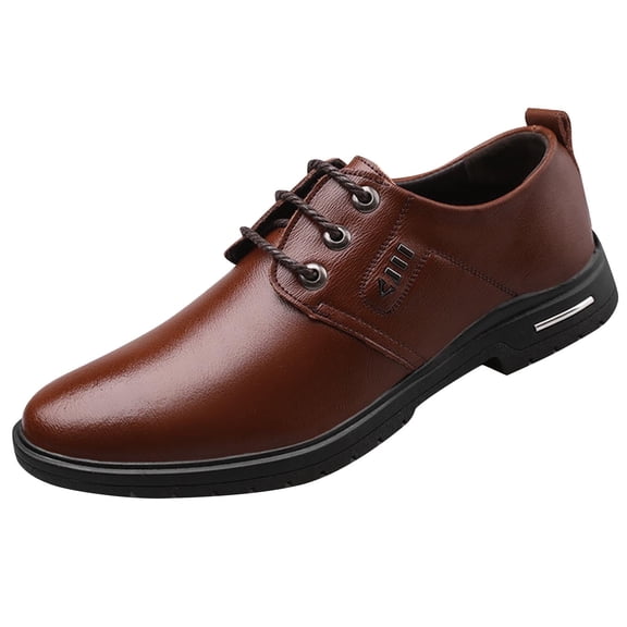 Xfvqtps Mens Dress Shoes British Style Simplicity Pointy Toe Lace up Soft Sole Breathable Comfortable Fashion Classic Formal Business Casual Leather Shoes Brown