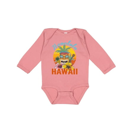 

Inktastic Honolulu Hawaii Funny Tiki Gift Baby Boy or Baby Girl Long Sleeve Bodysuit