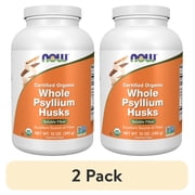 (2 pack) NOW Supplements, Whole Psyllium Husks, Certified Organic, Non-GMO Project Verified, Soluble Fiber, 12-Ounce