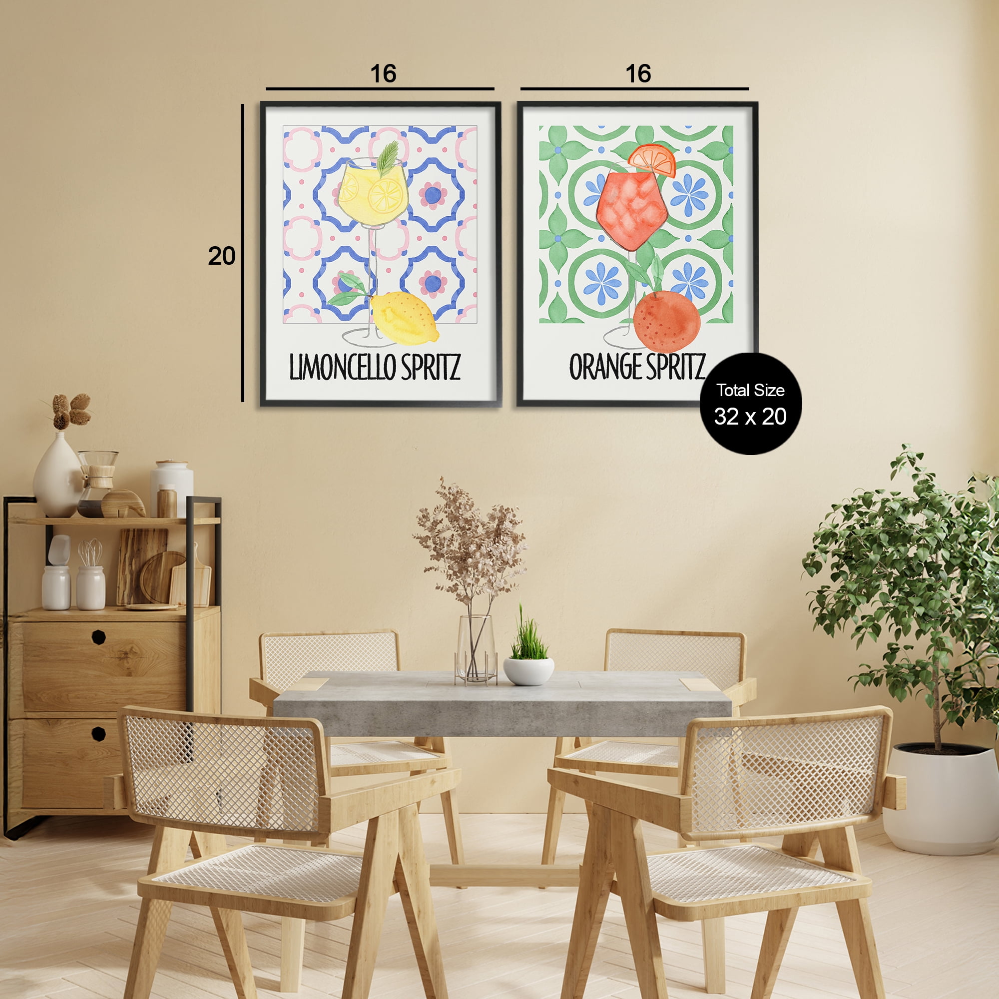 Stupell Industries Citrus Spritz On My Mind 2 Piece Black Framed Giclee Art Set, design by Nina Jacobs