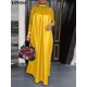 thumbnail image 3 of Plus Size 5XL VONDA Elegant Women Lace Patchwork Satin Maxi Dress 2025 Autumn Long Sleeve Stand Collar Long Dresses Casual Robe, 3 of 5