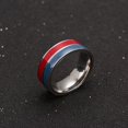 thumbnail image 3 of PAMTIER Fidget Spinner Ring for Anxiety Relief Men Women Spinner Rings Rotatable Stainless Steel Band with Blue Red Spinning Stripes Size 10, 3 of 4