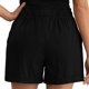 thumbnail image 5 of Pantalones Cortos de Piernas Anchas para Mujeres Lino de Color Sólido, Cintura Elástica Cómoda Longitud Regular, 5 of 7