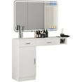 thumbnail image 2 of DreamCurship Wall Mount Salon Stations, Barber Station with 3 Hair Dryer Holder, Beauty Salon Spa Equipment with 2 Drawers, 1 Storage Cabinet, White, 2 of 7
