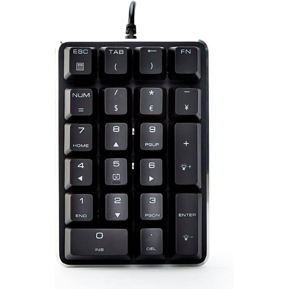 Qisan Mechanical Gaming Numeric Keypad/Keyboard 21 Keys Mini Numpad with Cherry MX Brown Switches White Backlight