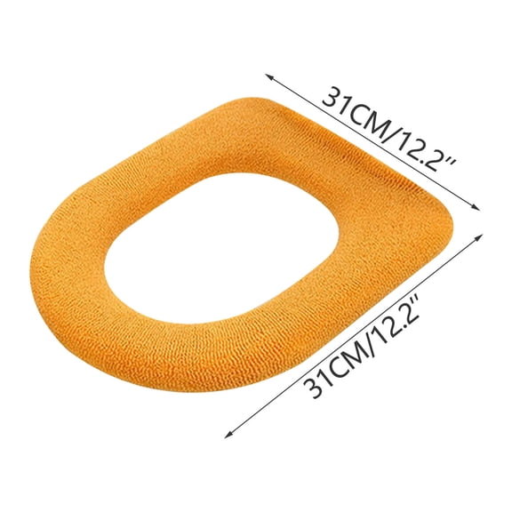 HomeDM Bathroom Toilet Seat Cover Pads, Yellow Soft Comfortable Toilet Seat Cushion Cover Easy Installation Cushioned Lid Covers Reusable Warmer Cover Pads