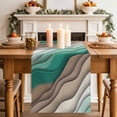 thumbnail image 3 of Abstract Gradient Striped Art Table Runner 36 Inches Long,Kitchen Dining Tablerunners Modern Ombre Green Linen Table Runners Dresser Scarves for Home Dinner Wedding Holiday Party Decor, 3 of 9