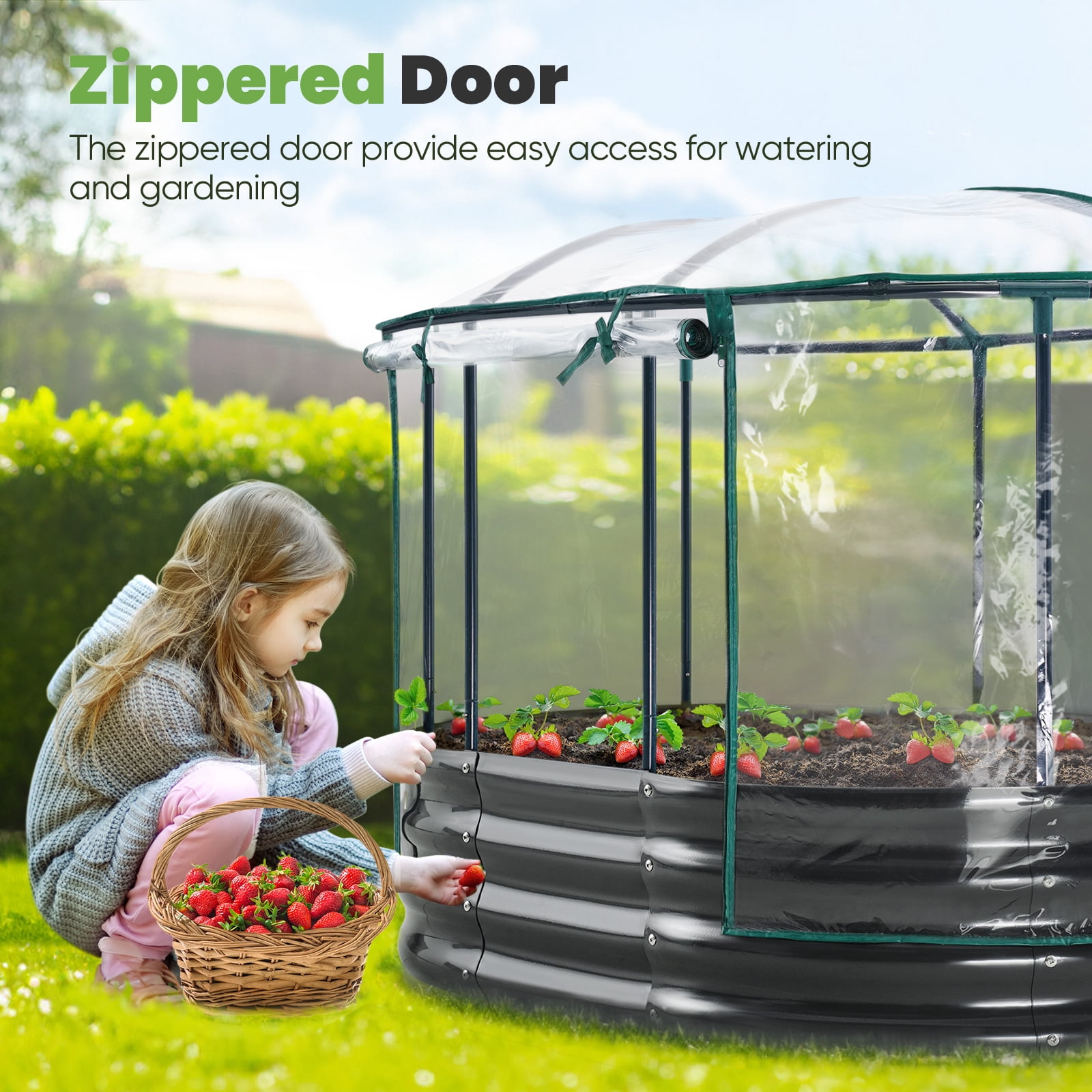 KING BIRD 4x3x1 ft Raised Garden Bed with Cover Galvanized Steel Metal Planter Garden Box Outdoor for Gardening,Vegetables, Flowers, Clear