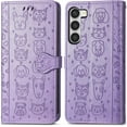 thumbnail image 6 of for Samsung Galaxy S23 Wallet Case, Cute Cat Dog Cartoon Style with Card Slots Holder PU Leather Flip Phone Cover Case for Samsung Galaxy S23 MG Purple, 6 of 18