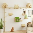 thumbnail image 2 of Dextrus Floor-to-Ceiling Cat Tower Wall Shelf Set with Runway, 2 Sisal Posts & Houses – Solid Pine Wood for Large Cats, Space-Saving Wall-Mounted Climbing System, 2 of 10