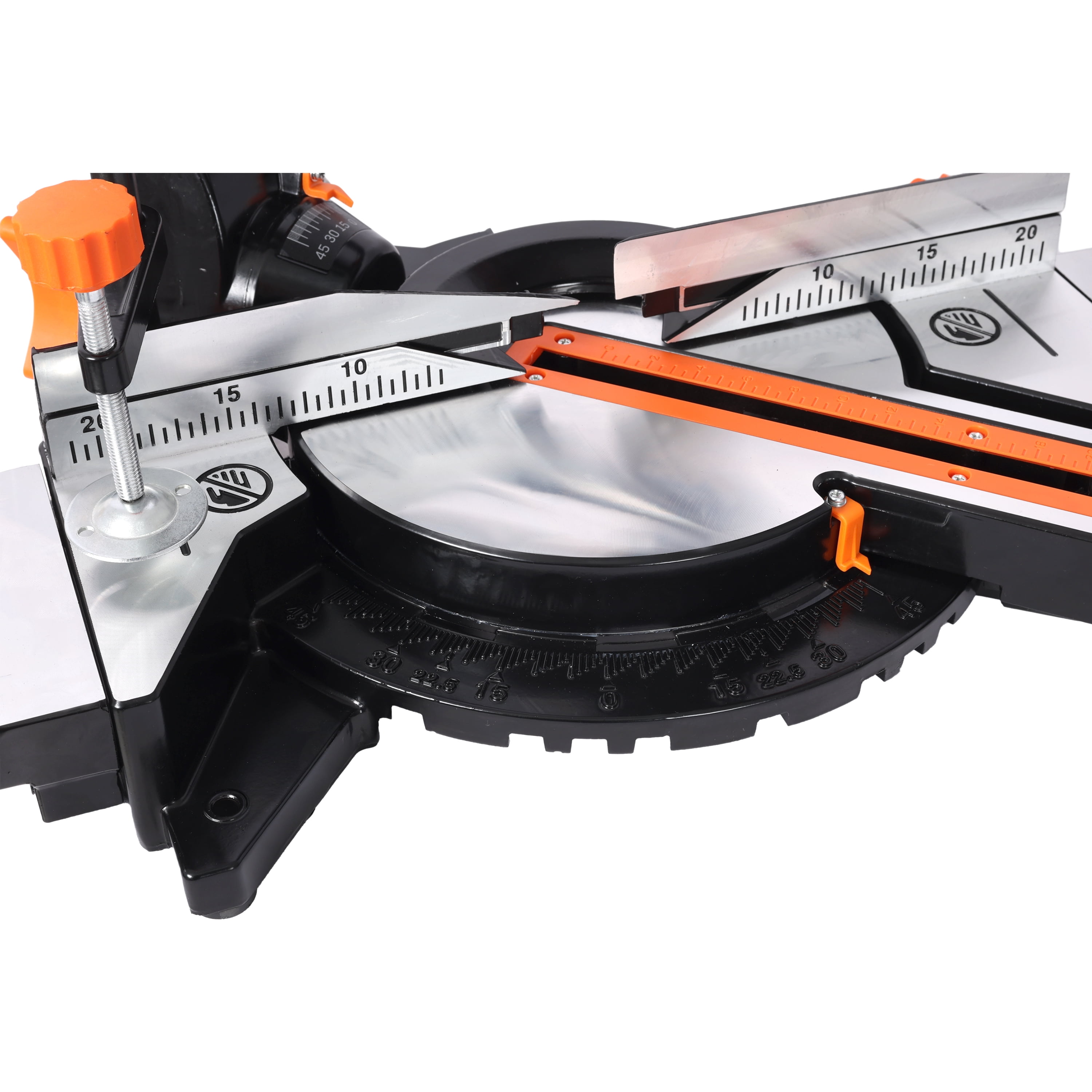 LuckyNote 10-Inch Single Bevel Double Speed Sliding Miter Saw, 48T Blade, 2-Speed 3200/5000 RPM, 3.5"x13" Cutting Capacity Black+Orange